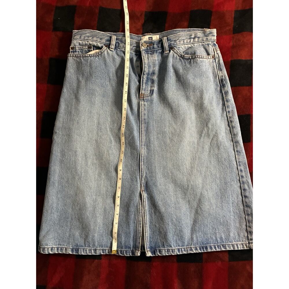 Womens Gap Denim Skirt Vintage 90s Y2K Light Wash Front Slit Size 12 - Picture 3 of 6